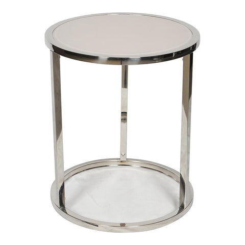 Huimei Coffee Table made with Tempered Glass D-08, Silver & Grey / White Color