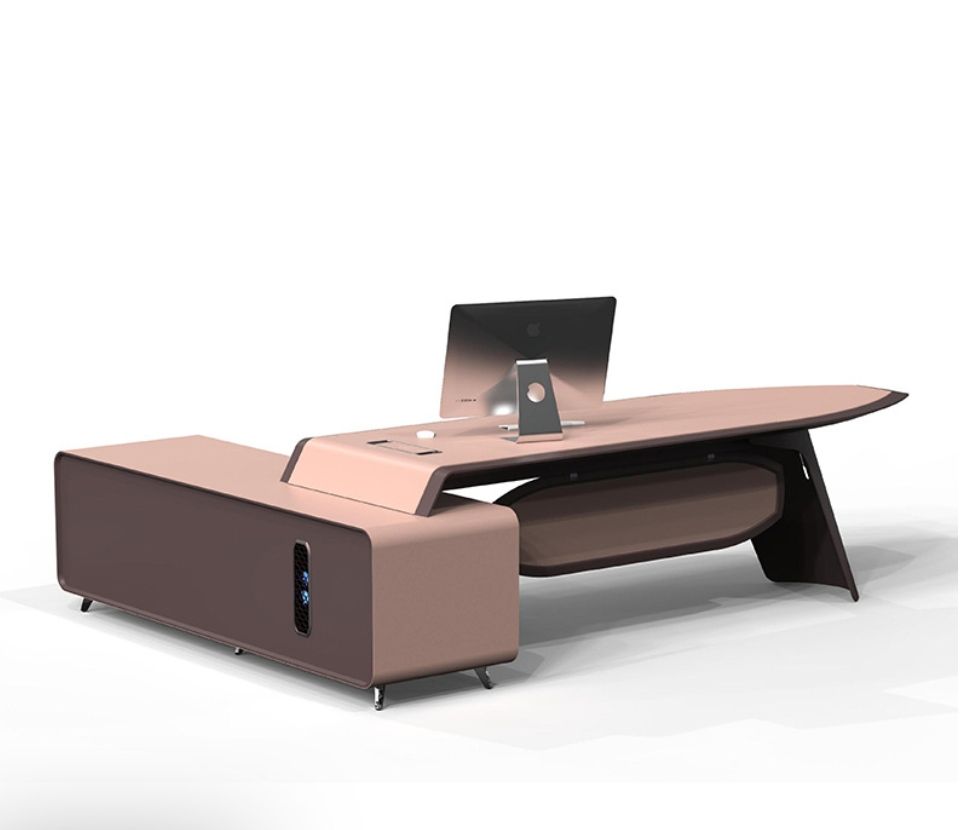 Luxury Executive Office Desk with Side Cabinet – JY01 Series (220×180 | 280×200 cm)