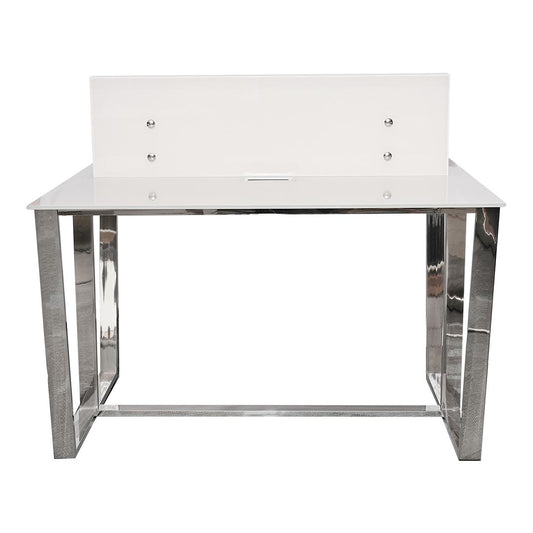 Huimei Office Workstation with Tempered Glass PF071, White Color