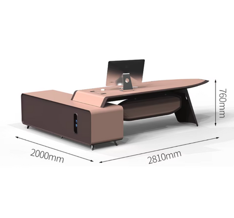 Luxury Executive Office Desk with Side Cabinet – JY01 Series (220×180 | 280×200 cm)