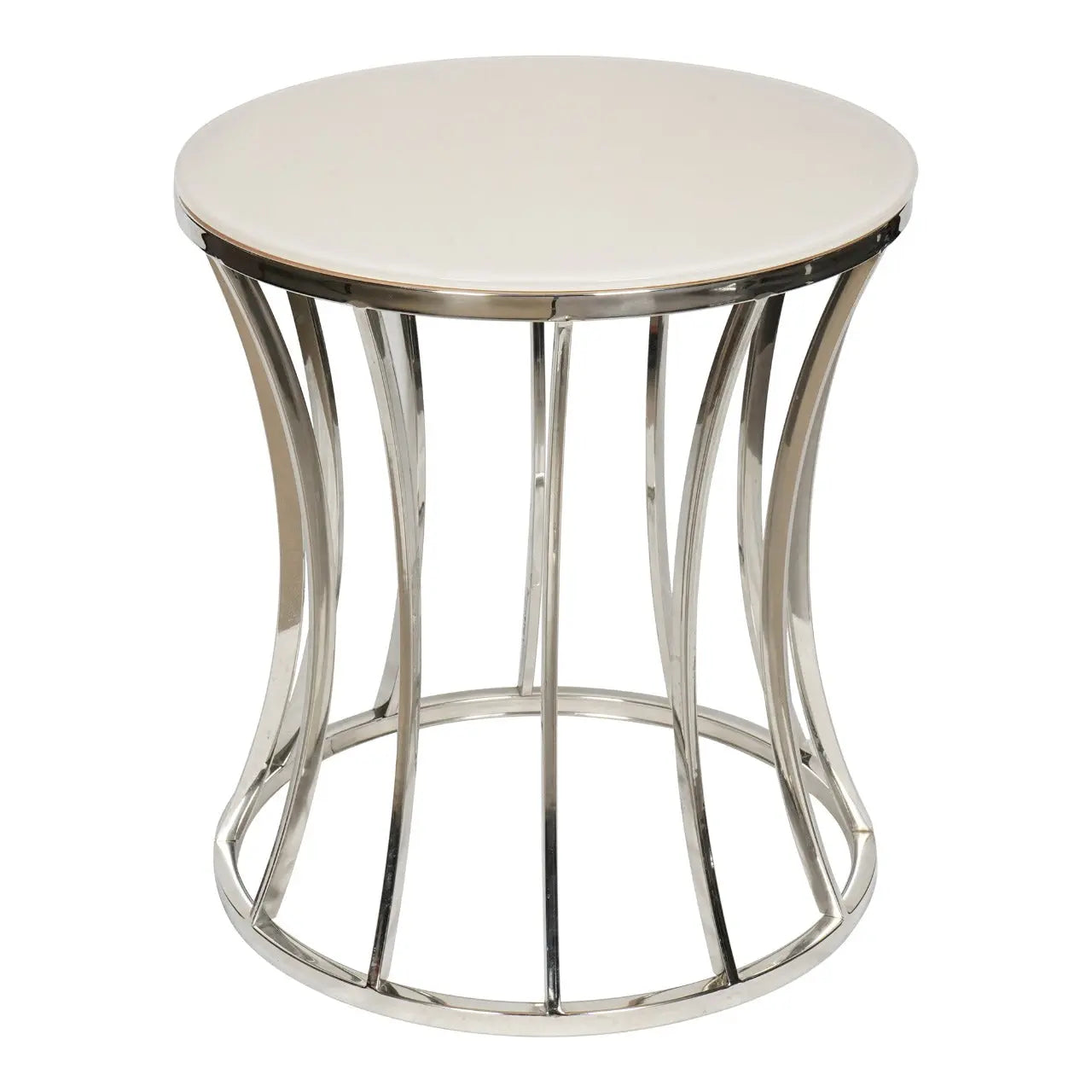 Huimei Coffee Table with Tempered Glass Top and Stainless Steel Base – White and Silver Huimei Furniture