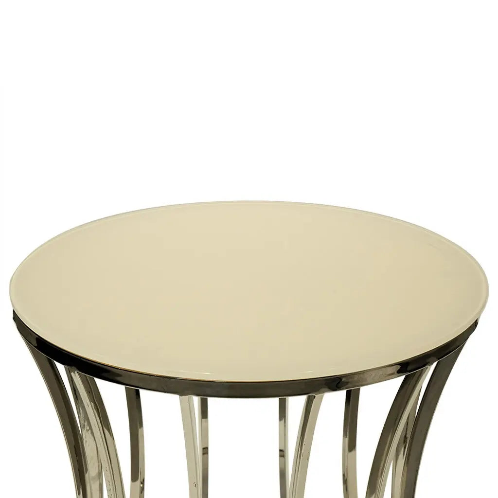 Huimei Coffee Table with Tempered Glass Top and Stainless Steel Base – White and Silver Huimei Furniture