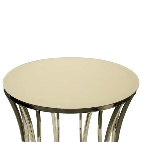 Huimei Coffee Table with Tempered Glass Top and Stainless Steel Base – White and Silver Huimei Furniture