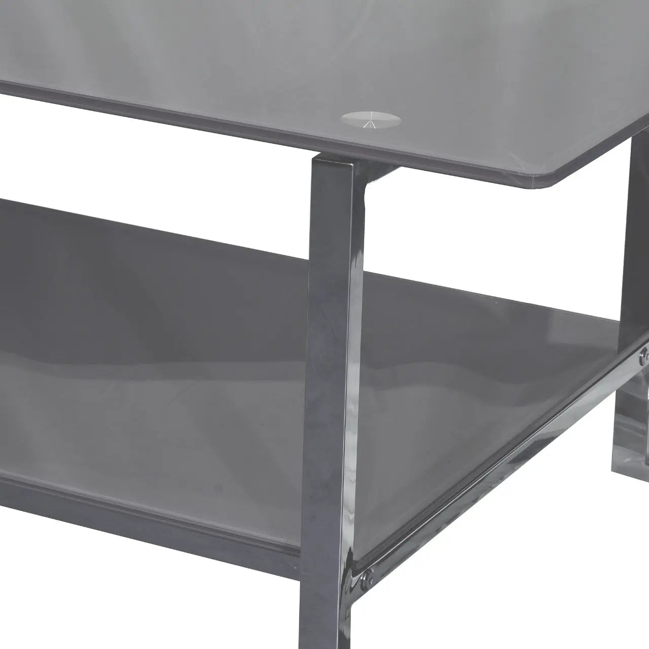 Huimei Rectangular Coffee Table With Tempered Glass and Stainless Steel Base Grey Color Huimei Furniture