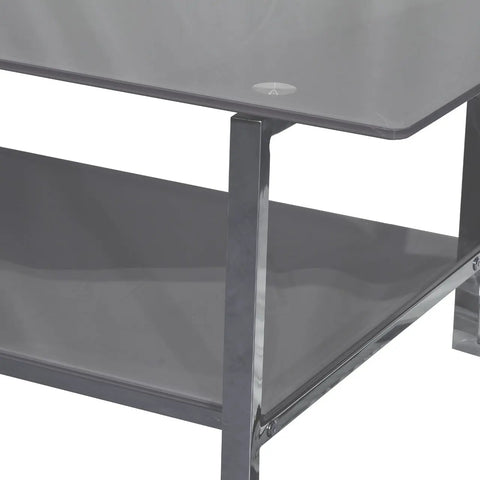 Huimei Rectangular Coffee Table With Tempered Glass and Stainless Steel Base Grey Color Huimei Furniture