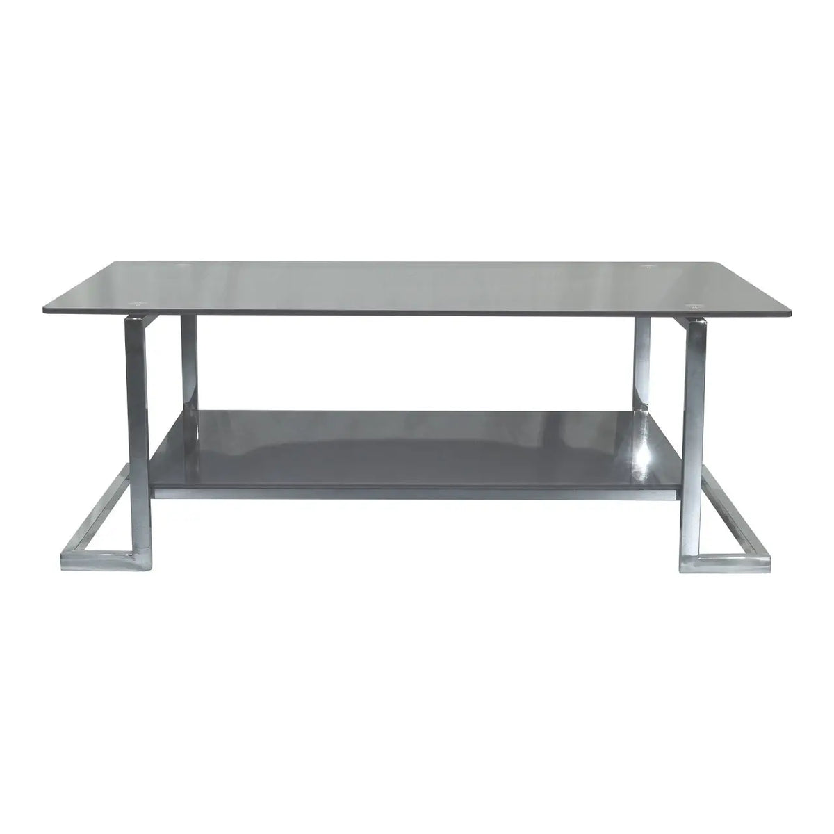 Huimei Rectangular Coffee Table With Tempered Glass and Stainless Steel Base Grey Color Huimei Furniture