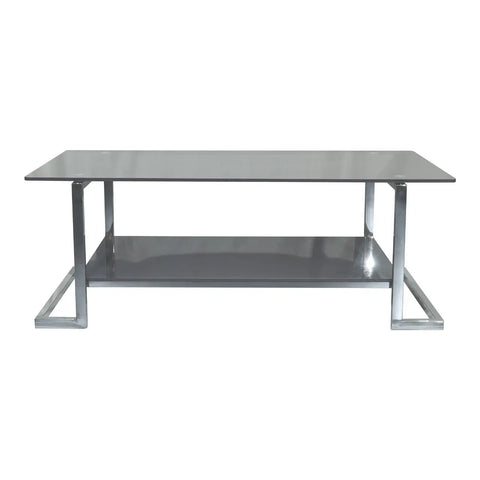 Huimei Rectangular Coffee Table With Tempered Glass and Stainless Steel Base Grey Color Huimei Furniture