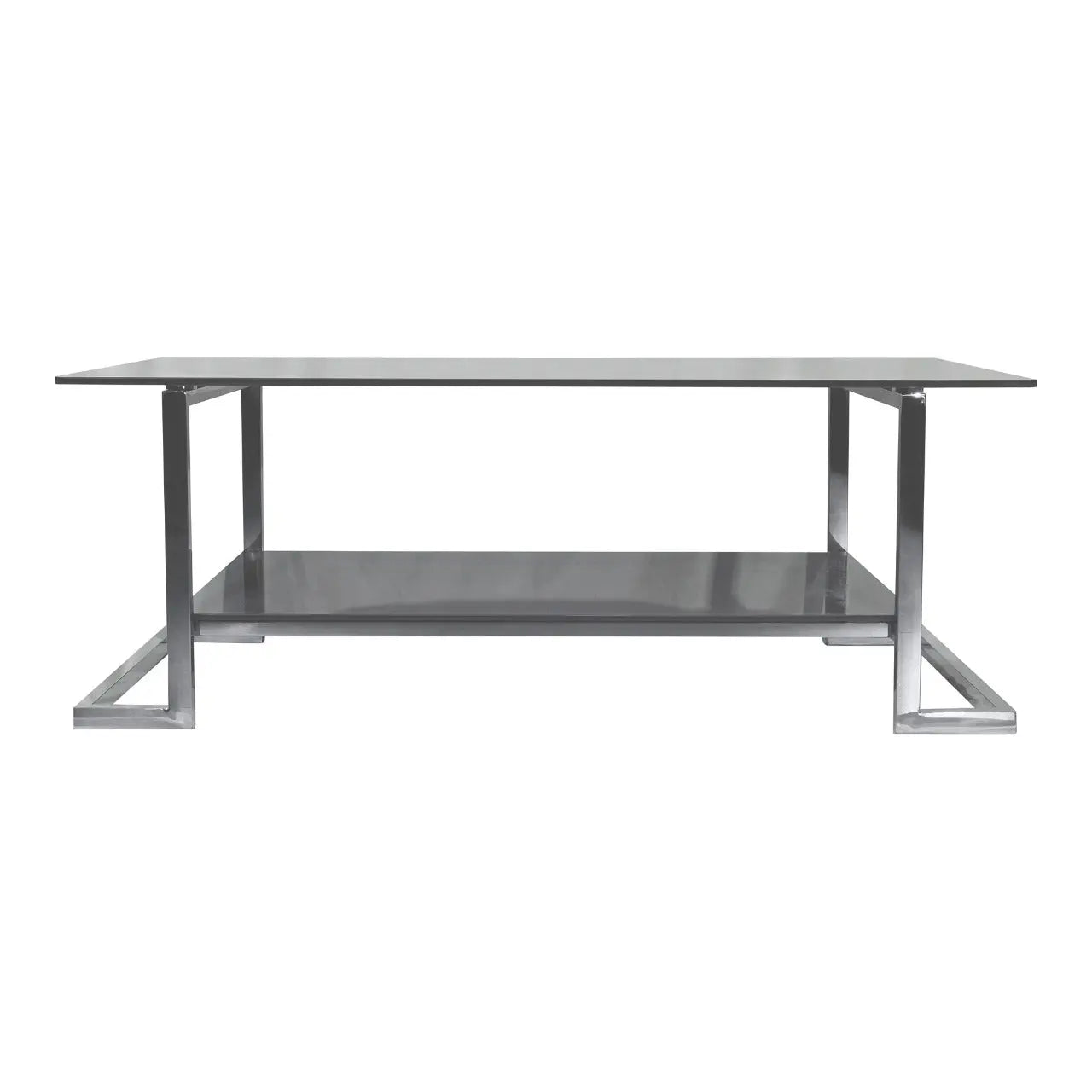 Huimei Rectangular Coffee Table With Tempered Glass and Stainless Steel Base Grey Color Huimei Furniture