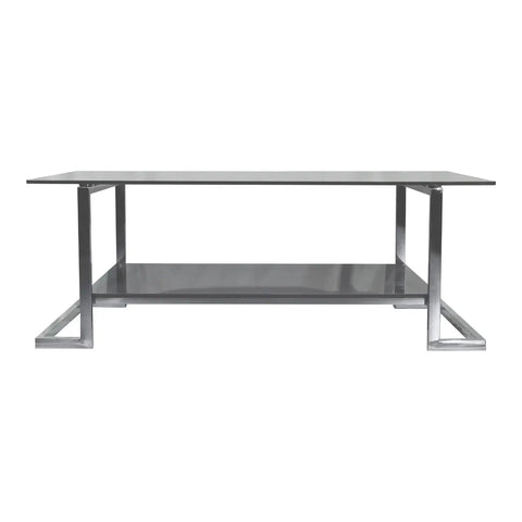 Huimei Rectangular Coffee Table With Tempered Glass and Stainless Steel Base Grey Color Huimei Furniture
