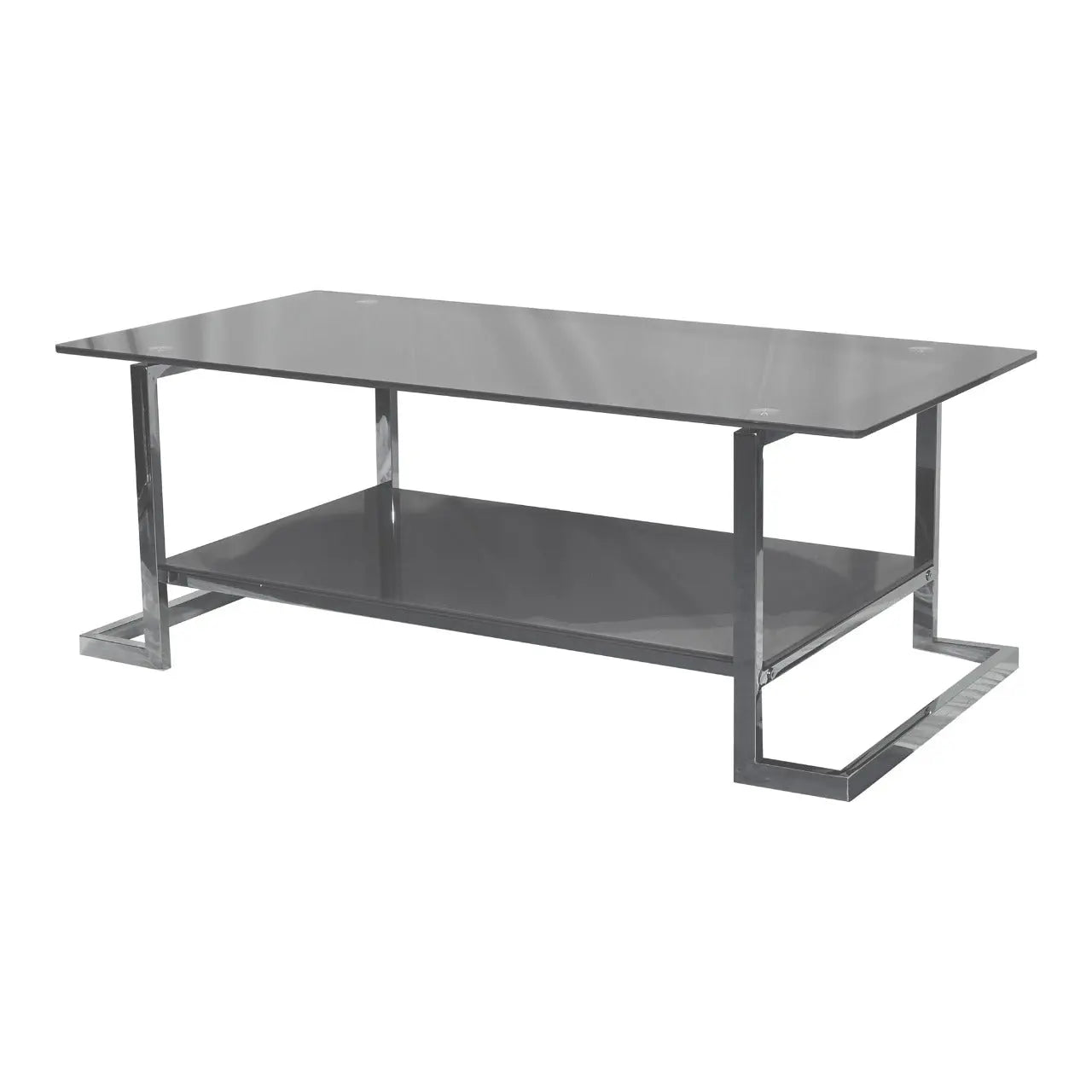 Huimei Rectangular Coffee Table With Tempered Glass and Stainless Steel Base Grey Color Huimei Furniture