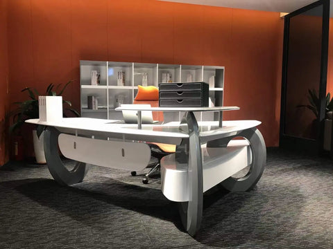Huimei Executive Office Table – Glossy Grey Color Huimei Furniture