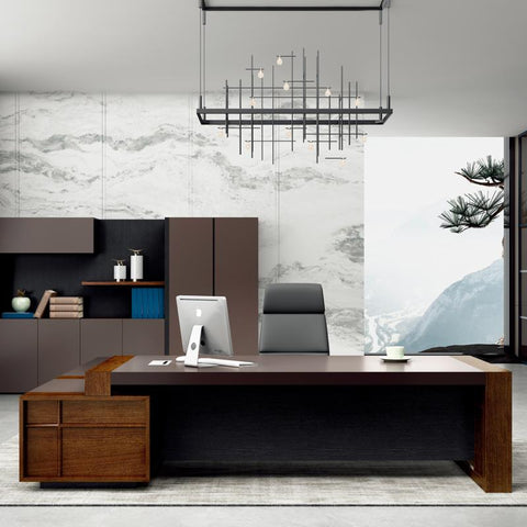 406-T01 Executive Leather Desk – 300 × 260 cm