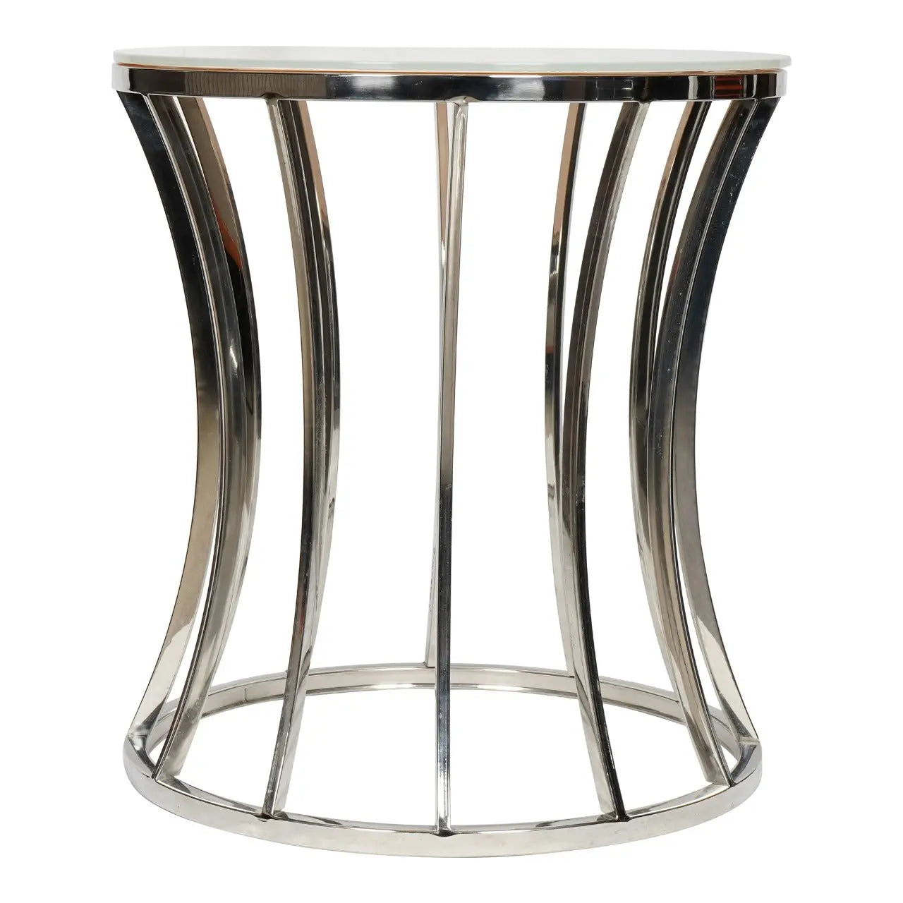 Huimei Coffee Table with Tempered Glass Top and Stainless Steel Base – White and Silver Huimei Furniture