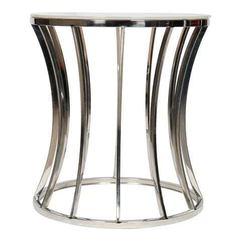 Huimei Coffee Table with Tempered Glass Top and Stainless Steel Base – White and Silver Huimei Furniture