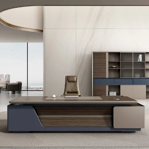 Huimei Executive L-Shaped Office Table – Brown 320 CM Huimei Furniture