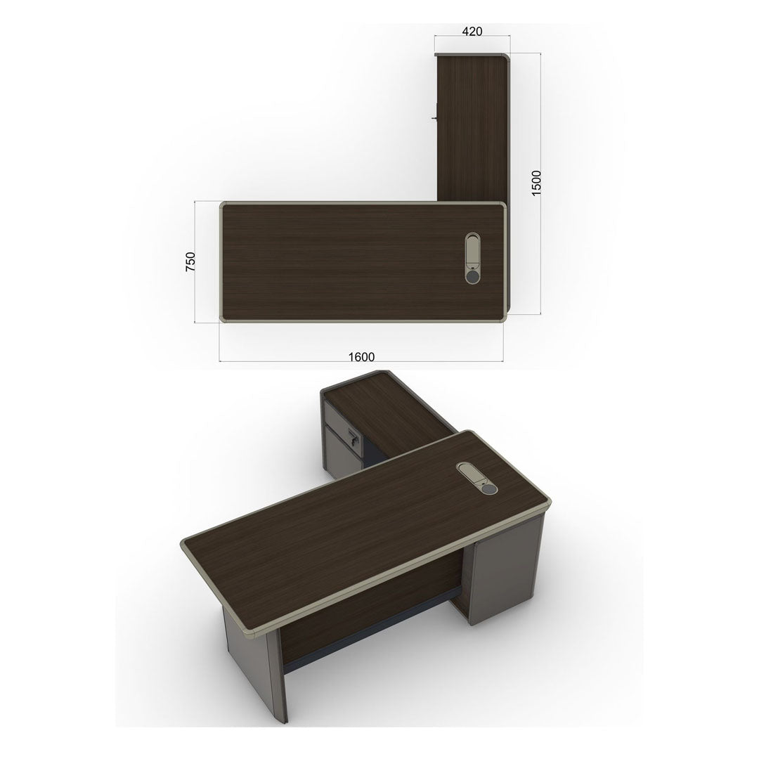 Huimei Executive Office Table, Brown, SB-1401 / SB-1601