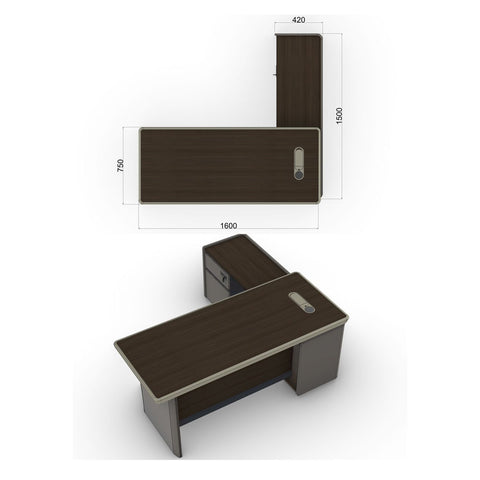 Huimei Executive Office Table, Brown, SB-1401 / SB-1601